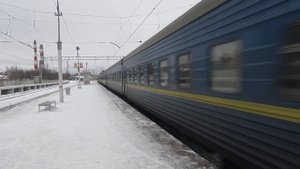 Электровоз ЧС7-065 с поездом№024Ш Одесса-Москва станция Балабаново 19.01.2019