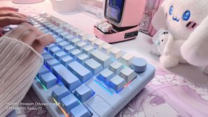 aesthetic & cozy keyboard unboxing ⌨️ EPOMAKER galaxy70 blue | CERAKEY ceramic keycaps | typing asm