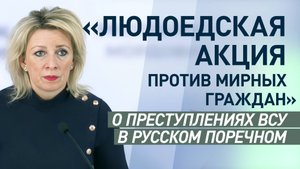 «Мир должен понимать, кого спонсирует Запад»: Захарова — о бесчинствах ВСУ в Русском Поречном