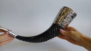 Рог тура средний в серебряной отделке 25-109
