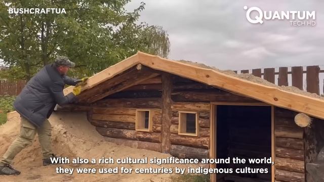 Мужчина Строит 2-Комнатную Бревенчатую Хижину под Землёй  От Начала И до Конца