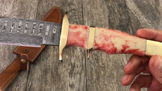 ASH HC12 Damascus Steel Custom Handmade Hunting Bowie knife 13 75 inches