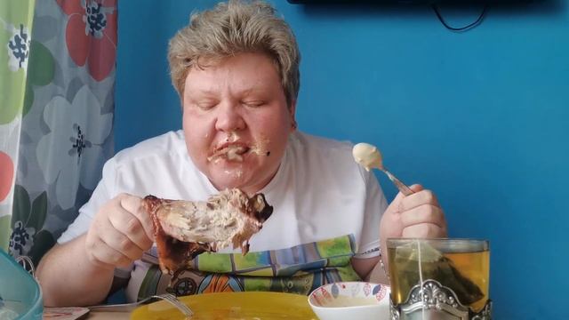 #мукбанг#мукбангроссия #mukbang #еда #food #запеченная голень индейки