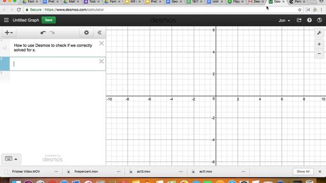 Solve for x using Desmos Part 1