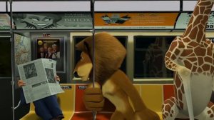 Алекс, Марти, Глория и Мелман в метро "Плохая киса" | Мадагаскар (2005)