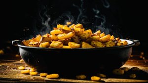 Мелкий картофель в казане. Бэби-картофель в казане