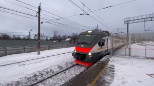 Электропоезд ЭП2Д-0250 «Прибывает из Тупика» ст.Голицыно до ст.Лобня. 02.02.2024.