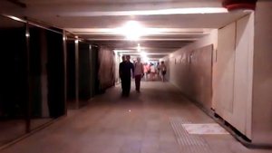 Москва 397 в подземном переходе через ленинградское шоссе и в станцию метро Войковская летом днем