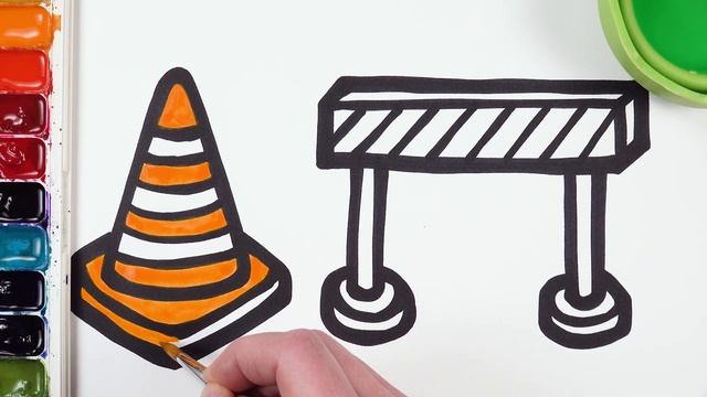 Traffic Cone Drawing, Painting & Coloring for Kids, Toddlers | Tips for Easy Drawing #238