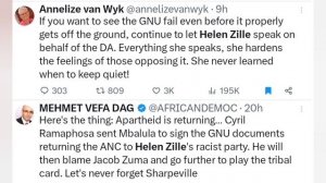 GNU | White people are fed up with Zille and they want her to shut up.