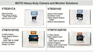 BOYO Heavy duty cameras and monitors - VTB301CA, VTB301HD, VTM7012FHD and VTM7012QFHD