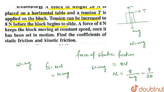 A block of weight 20 N is placed on a horizontal table and a tension T is applied