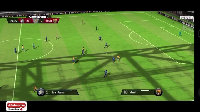 FIFA 16 Mobile 15-16 || Liga Custom : Inter Milan VS Barcelona || Pekan 1 - Liga Simulasi Season 1