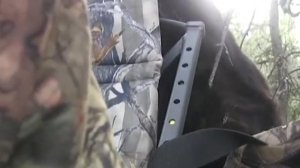 Медведь пулей зелетел на дерево к охотникам