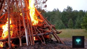 Звук огня-костра на природе в лесу для медитации и успокоения длинное