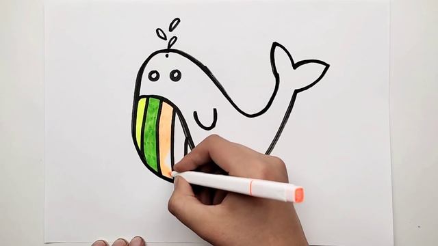 Ensine seu filho a colorir | Ensinando uma criança a desenhar uma baleia | Как нарисовать ДЕЛЬФИНА