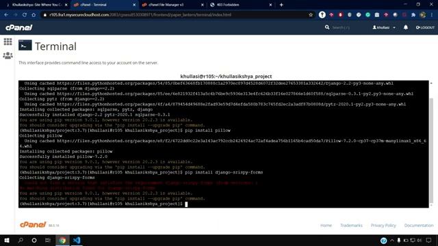 Python & Django Project Hosting Using cPanel along with MySQL Database.