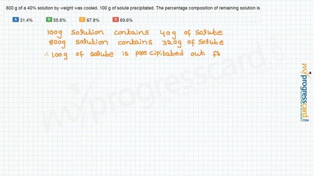 800 g of a 40% solution by weight was cooled, 100 g of solute