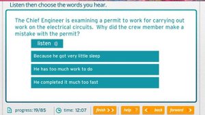 Listening Score 100% MARLINS TEST FOR JUNIOR ENGINE OFFICER V6