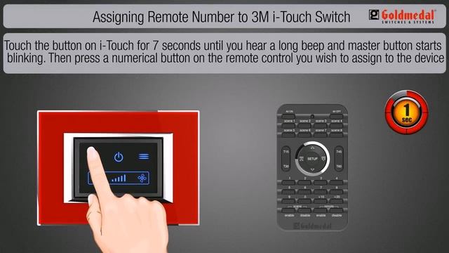 Goldmedal Electricals | Assigning Remote number to 3m i-Touch Switch Goldmedal tutorial