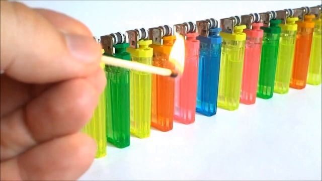 GAS LIGHTER DOMINO EFFECT  -  EXPERIMENT