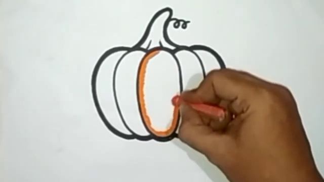 Tutorial Menggambar dan Mewarnai Labu ( PUMPKIN )
