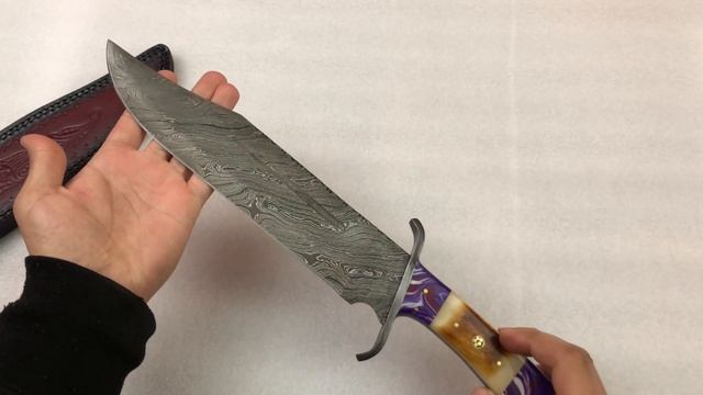 ASH AD-54 Damascus Steel Custom Handmade Hunting Bowie knife 16.5 inches
