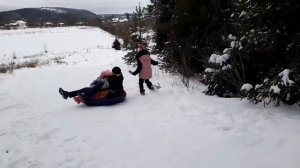 Снежная зима Карелия. Вышли в лес покататься. За один день, до начала отпуска.