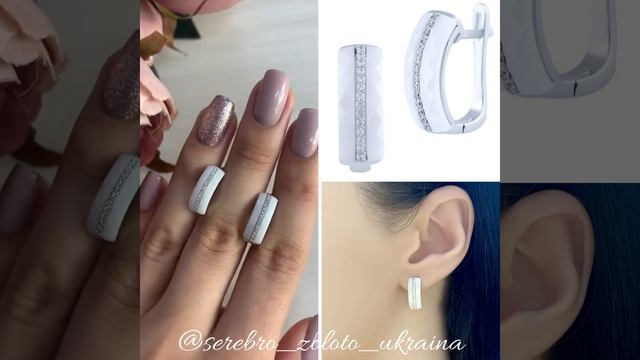 Серебряные серьги с керамикой