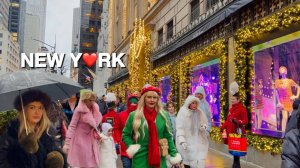 NYC Walk🎄☃️ First Snow in New York City💂♂️Magical Christmas Season on 5th Ave | Dec 2024