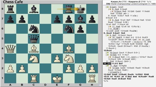 #1 kasparov vs karpov: World Chess Championship 1986 | Grunfeld Defense | game 1