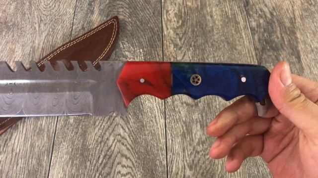 ASH D720RR Damascus Steel Custom Handmade Hunting Bowie Tracker knife 12 inches