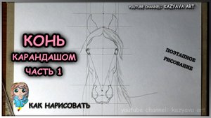 Как нарисовать голову лошади в анфас карандашом. Шаг за шагом.