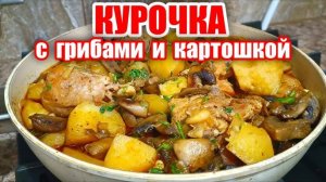 КУРИЦА - с Грибами и Картошкой! Очень Вкусный Ужин или Обед! Очень Вкусный Рецепт!