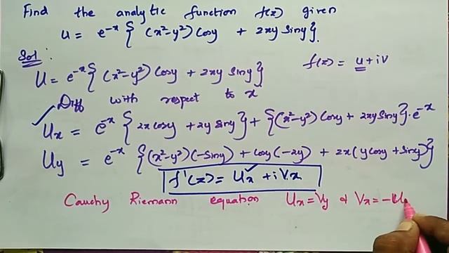 Cauchy Riemann u = e^-x{(x^2-y^2)cosy + 2xysiny} find f(x) смотреть онлайн