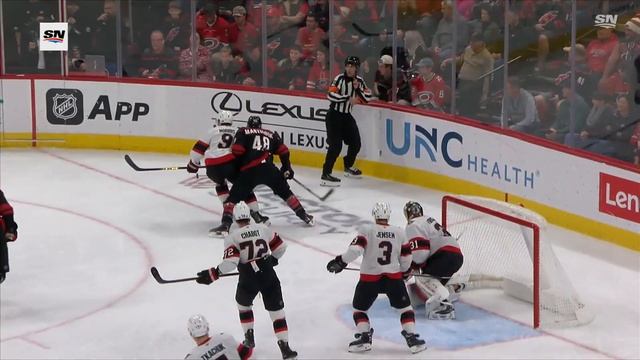 Hurricanes' Jordan Martinook Scores From Impossible Angle vs. Senators