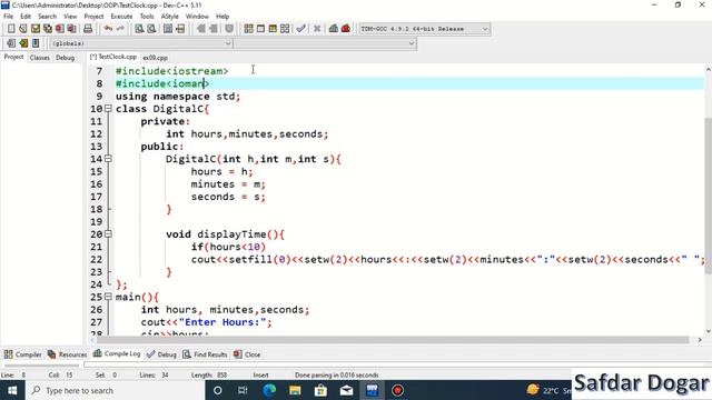 How to Create Digital Clock in OOP using C++| Digital Clock Project | Object Oriented Programming