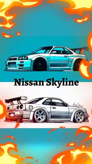 Попробуй укротить этого зверя, пока Nissan Skyline не стёр твоё имя следами своих колес. #digitalart