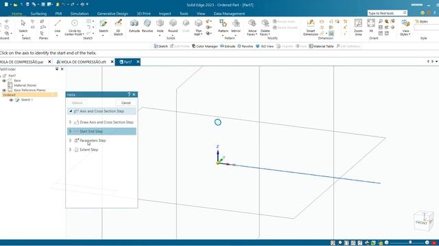 AULA 13 - Exercício 10_Comando Helix para Modelagem da Mola de Compressão no Solid Edge 2023