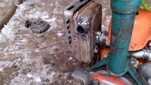 Глушитель от мотокультиватора крот на бензопилу Дружба