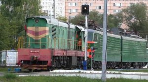 "Два зелёных раритета!" Тепловоз ЧМЭ3-6036 с электровозом ВЛ10У-1029