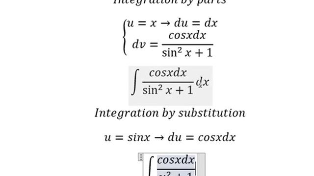 Calculus Help: Integral ∫ ( (x cosx)/(sin^2x+1)+arctan(sinx) )dx - Techniques - SOLVED!!! смотреть онлайн
