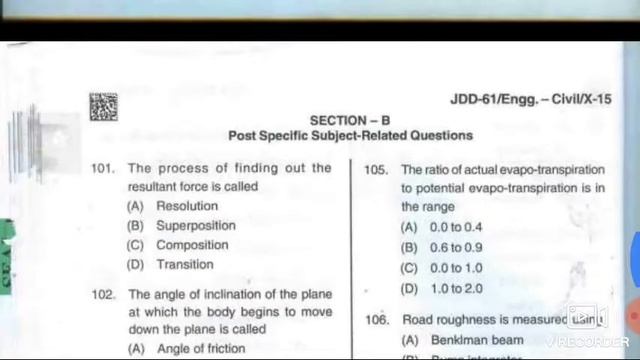 DSSSB Junior Engineer PREVIOUS YEAR QUESTION PAPER