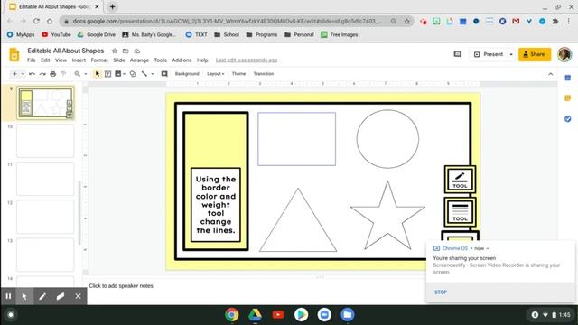 Teaching Kids Google Slides Skills - Shape Border Color and Weight