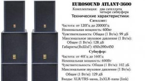 Звуковой комплект Eurosound Atlant-3600v2 
для мероприятий в Магнитогорске 89080860183