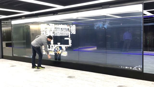 Matterport 3D model playing on a large 6x3 HD video wall