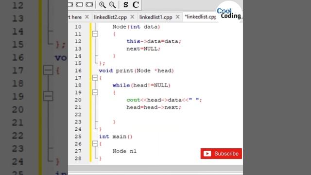 Print LinkedList with the use of Function | Data Structure | C++ | Cool Coding |