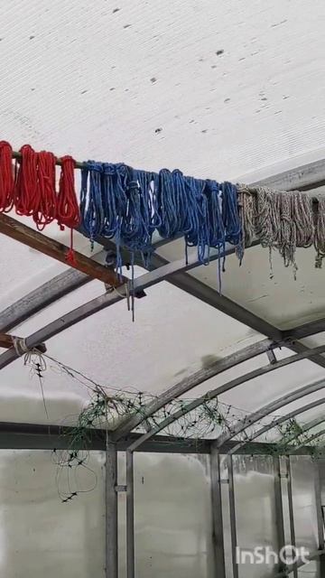 Стенки теплицы завалены снегом.