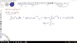 Reduction Formula for: Integral of [ cos(x) ] ^ n dx