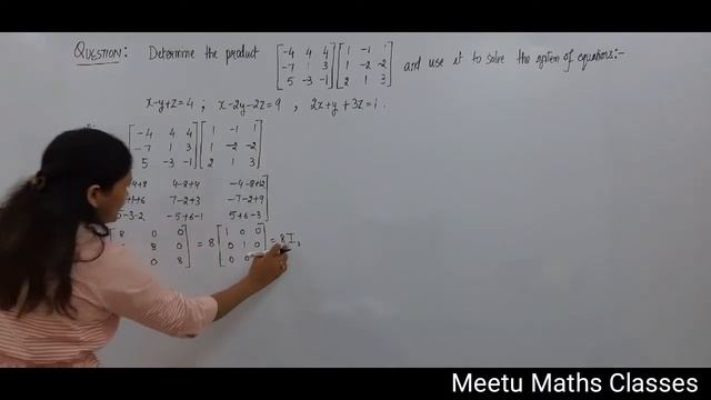 Matrices and Determinants || Solve the system of equations x - y + z=4, x - 2y - 2z=9, 2x + y + 3z=